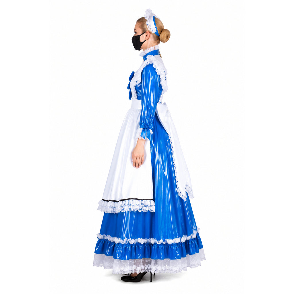 blue thin pvc dress G1996