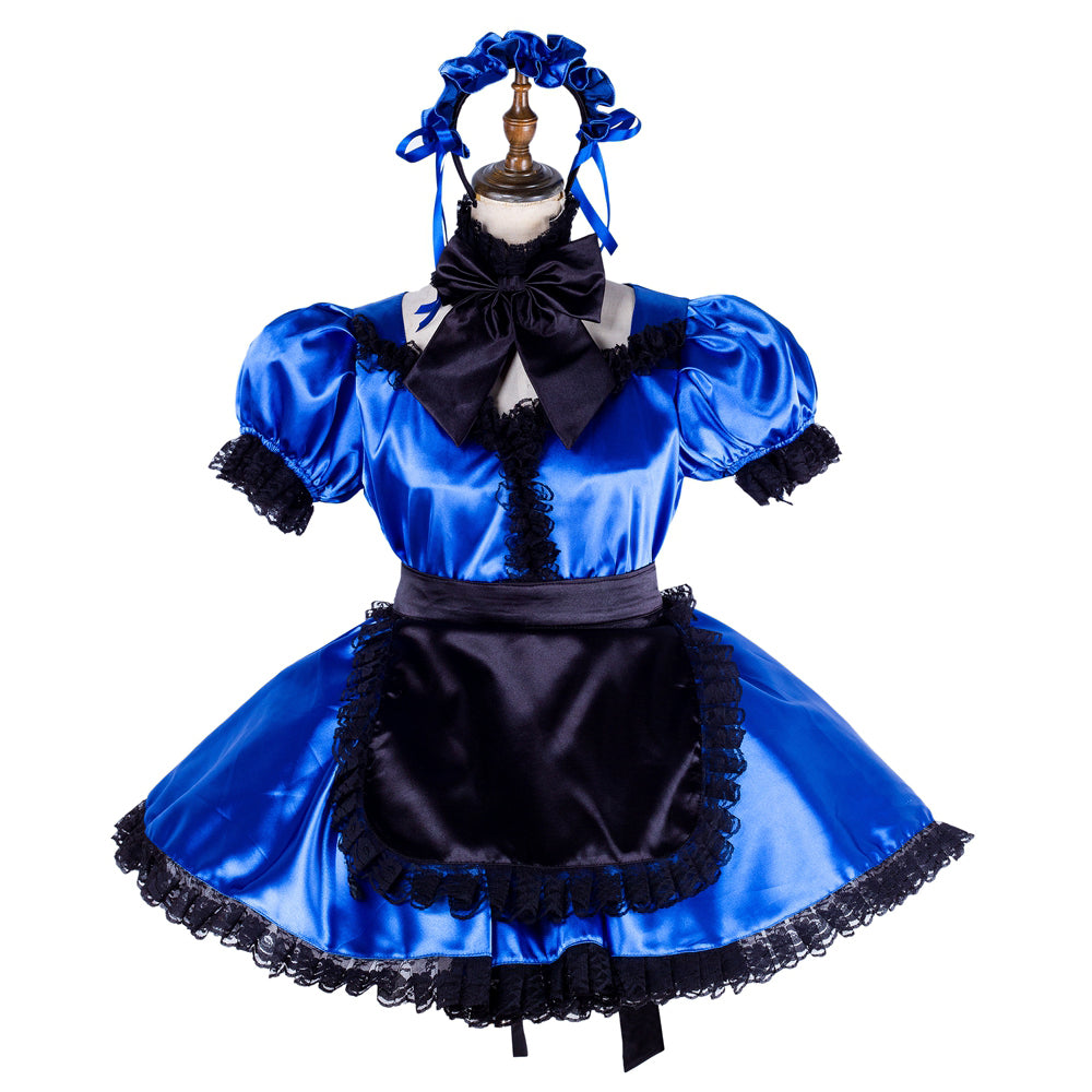 blue satin dress G1999