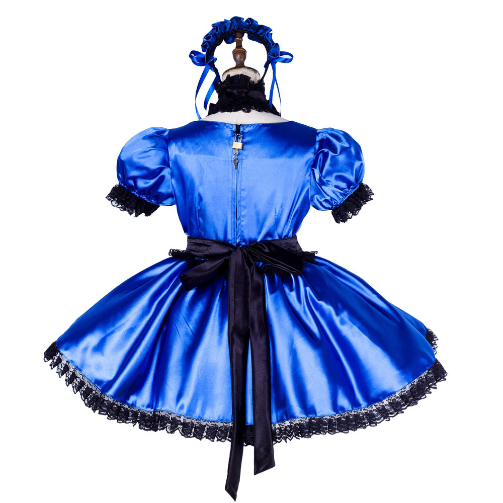 blue satin dress G1999