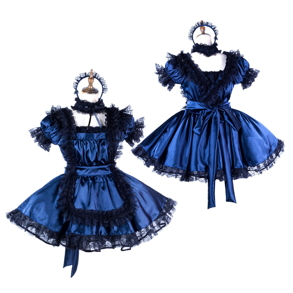 blue satin dress G2006