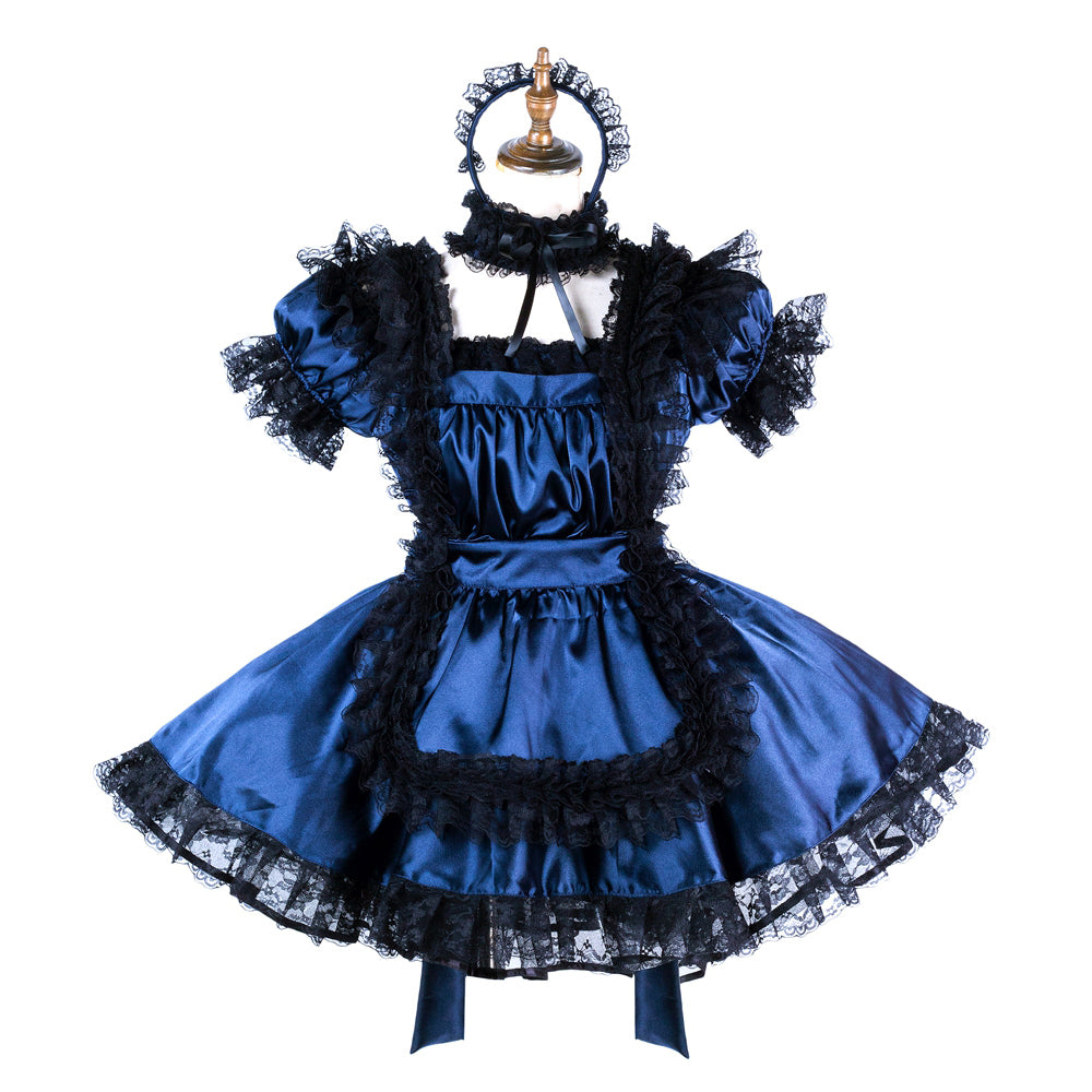 blue satin dress G2006