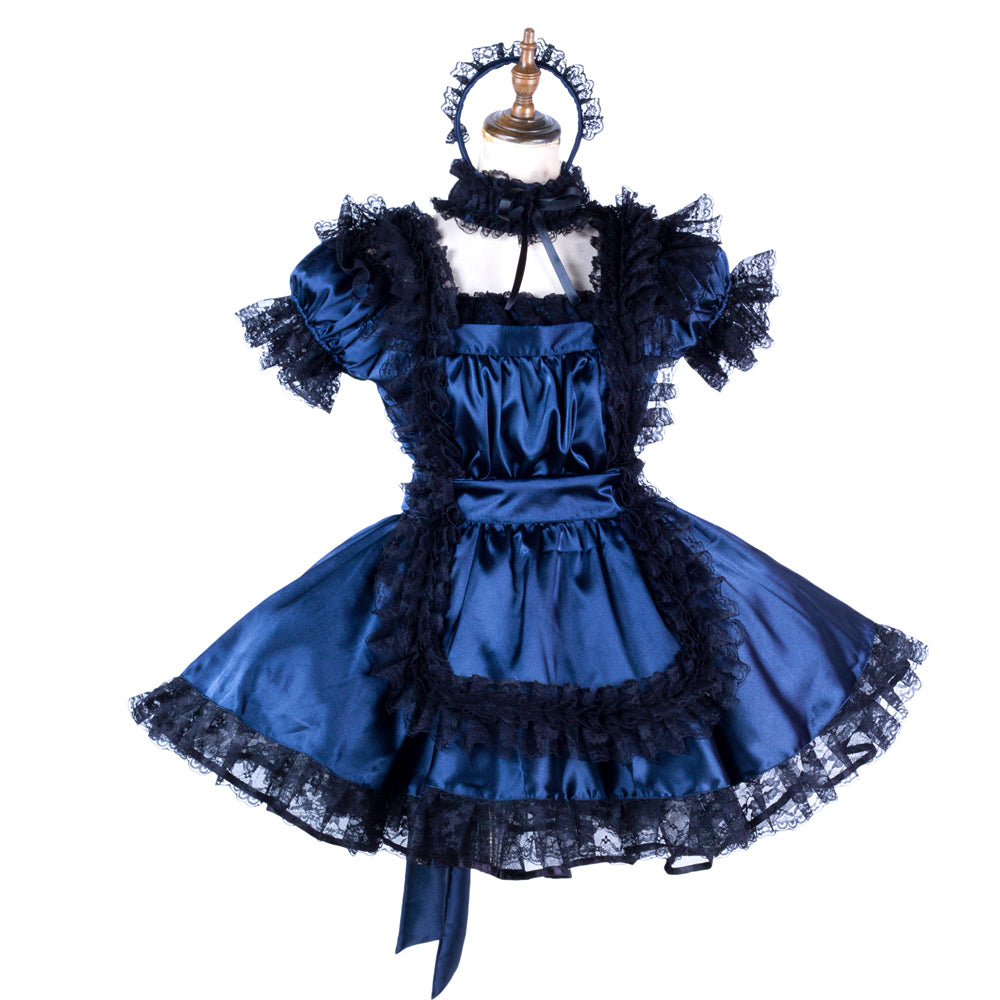 blue satin dress G2006