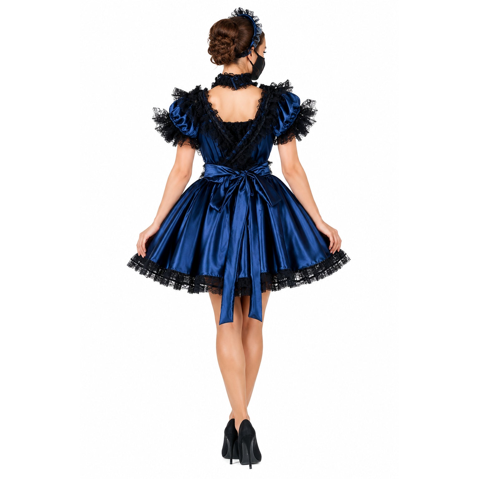 blue satin dress G2006