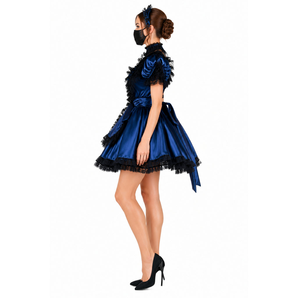 blue satin dress G2006