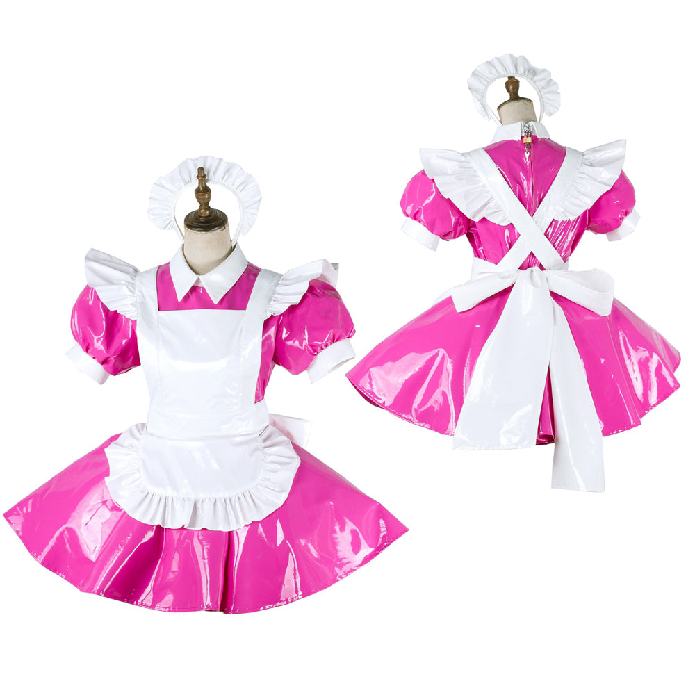 hot pink thin pvc dress G2008