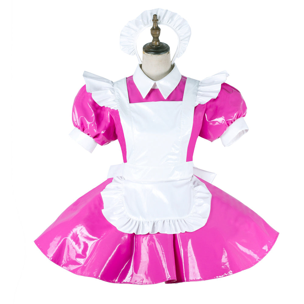 hot pink thin pvc dress G2008