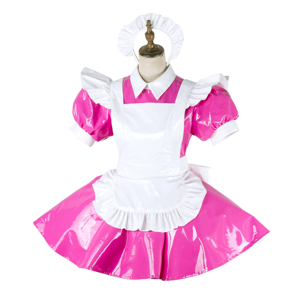 hot pink thin pvc dress G2008