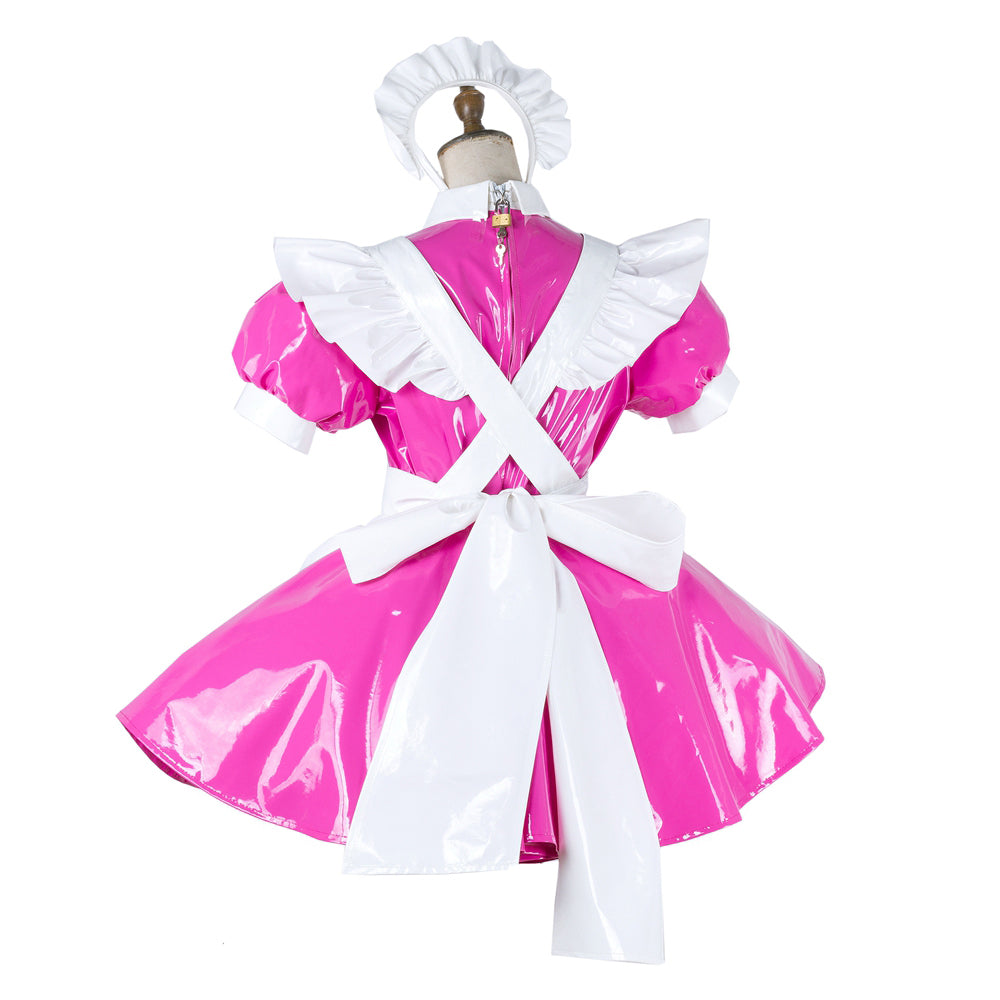 hot pink thin pvc dress G2008