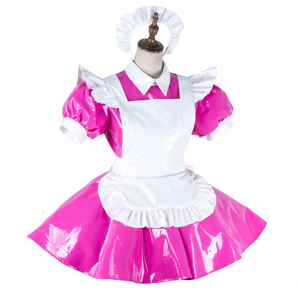 hot pink thin pvc dress G2008