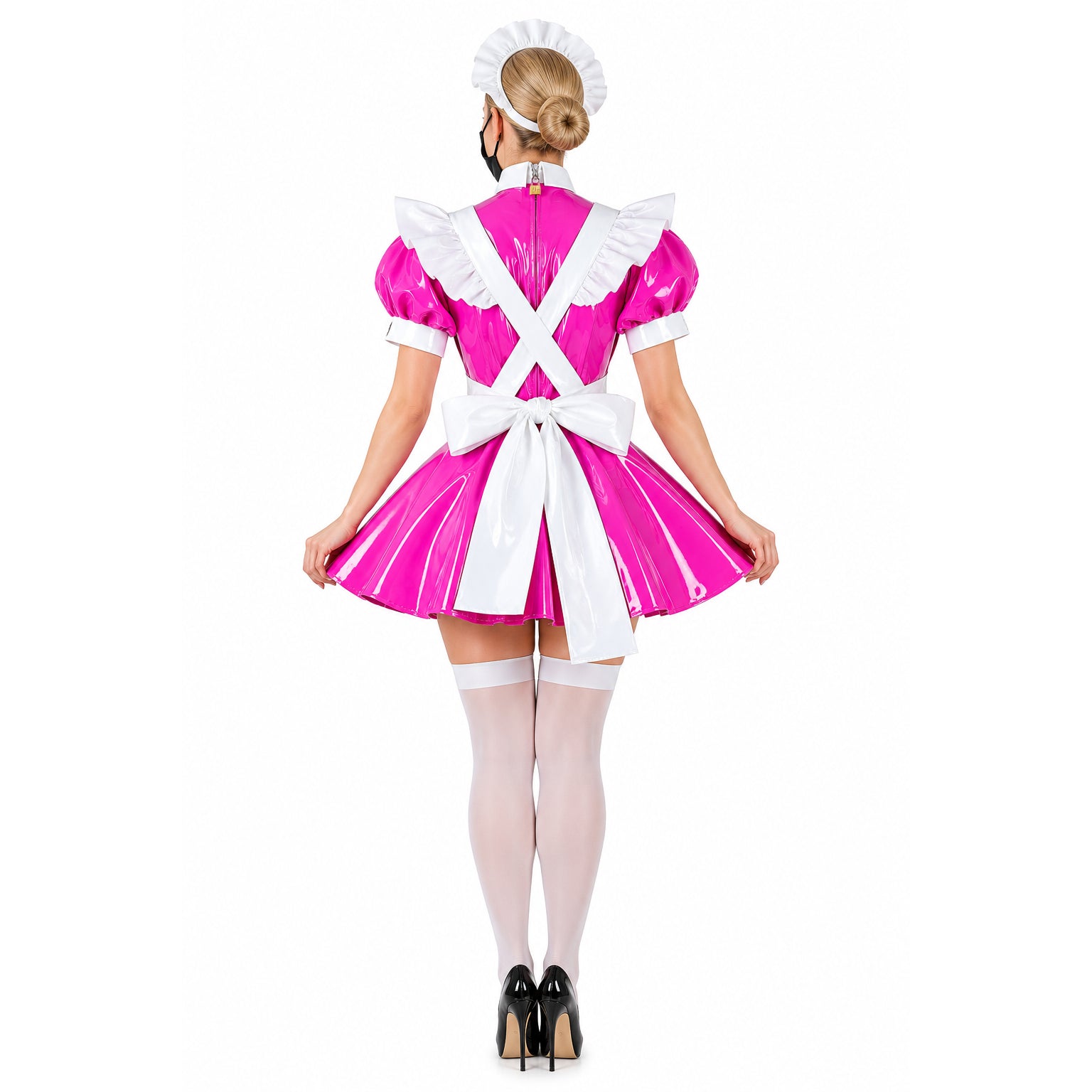 hot pink thin pvc dress G2008