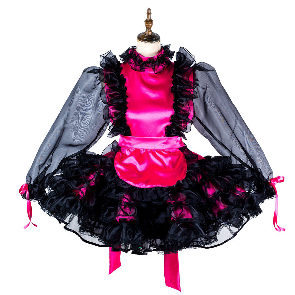 hot pink satin dress G2009