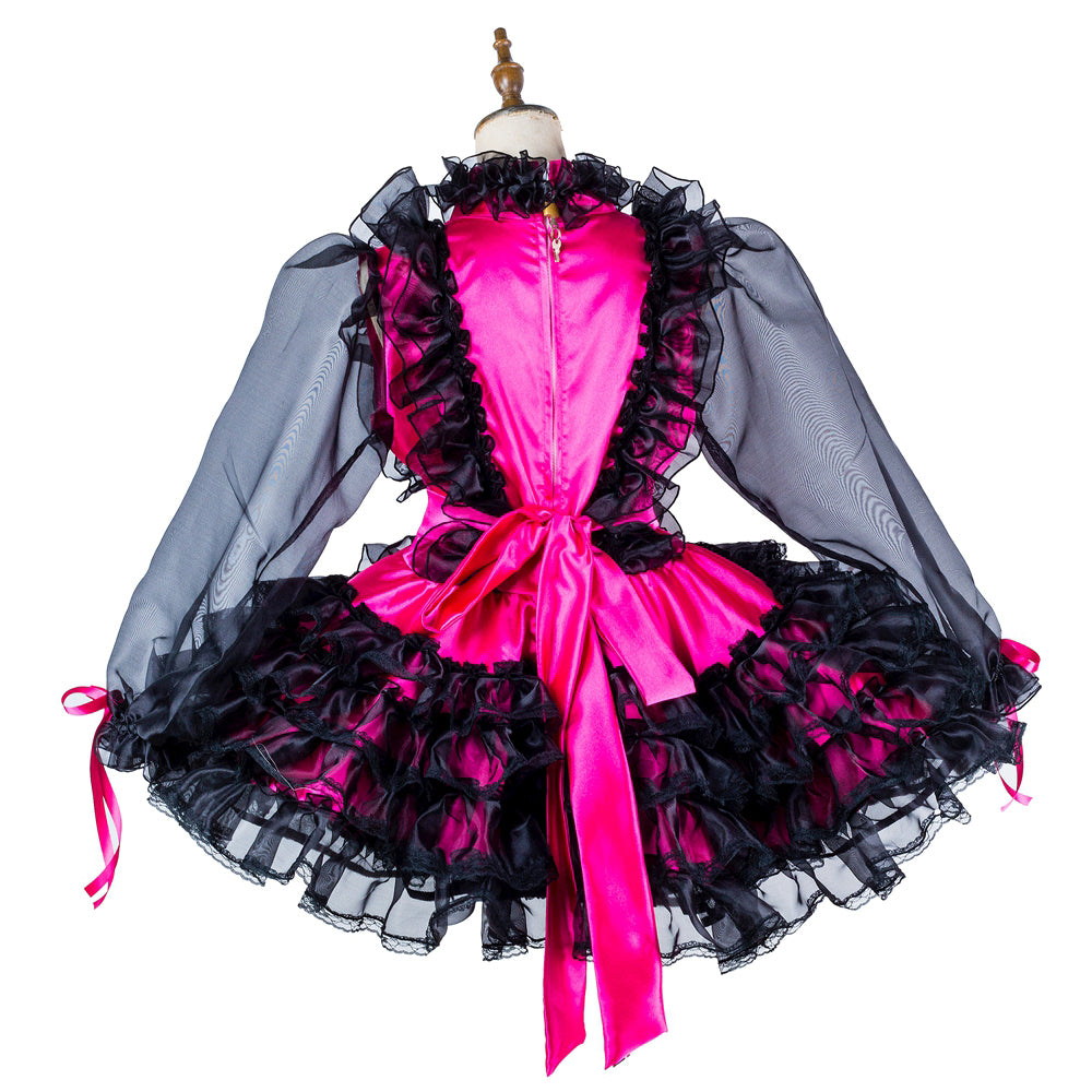 hot pink satin dress G2009