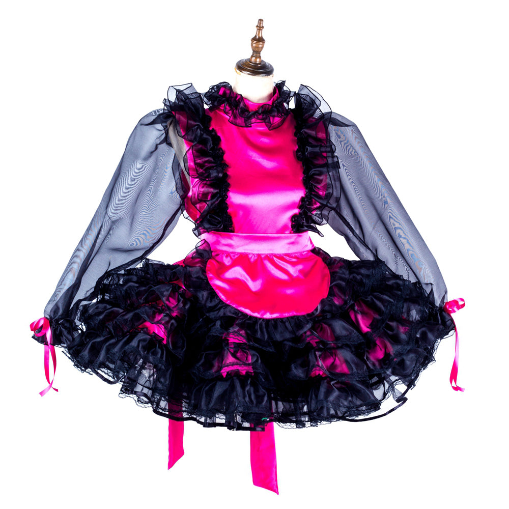 hot pink satin dress G2009