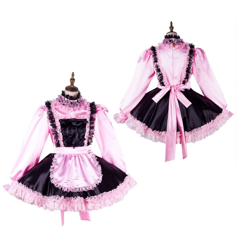 pink satin dress G2011