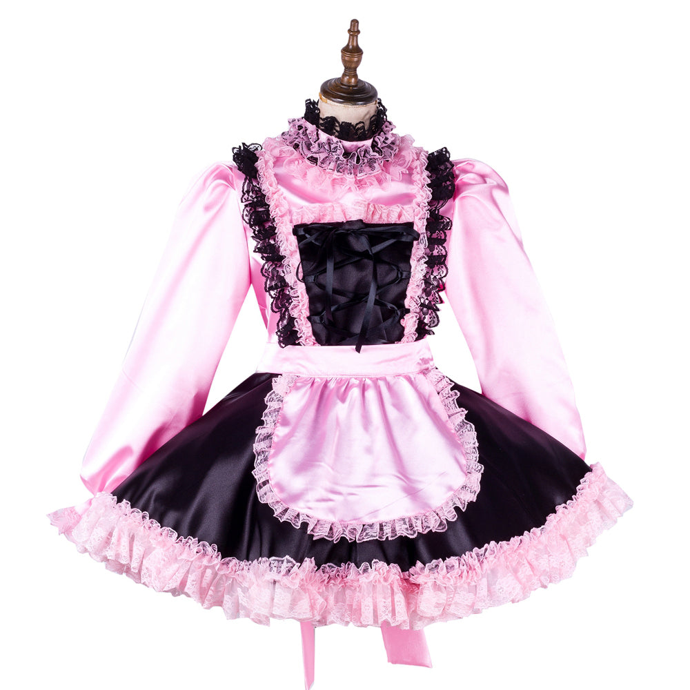 pink satin dress G2011