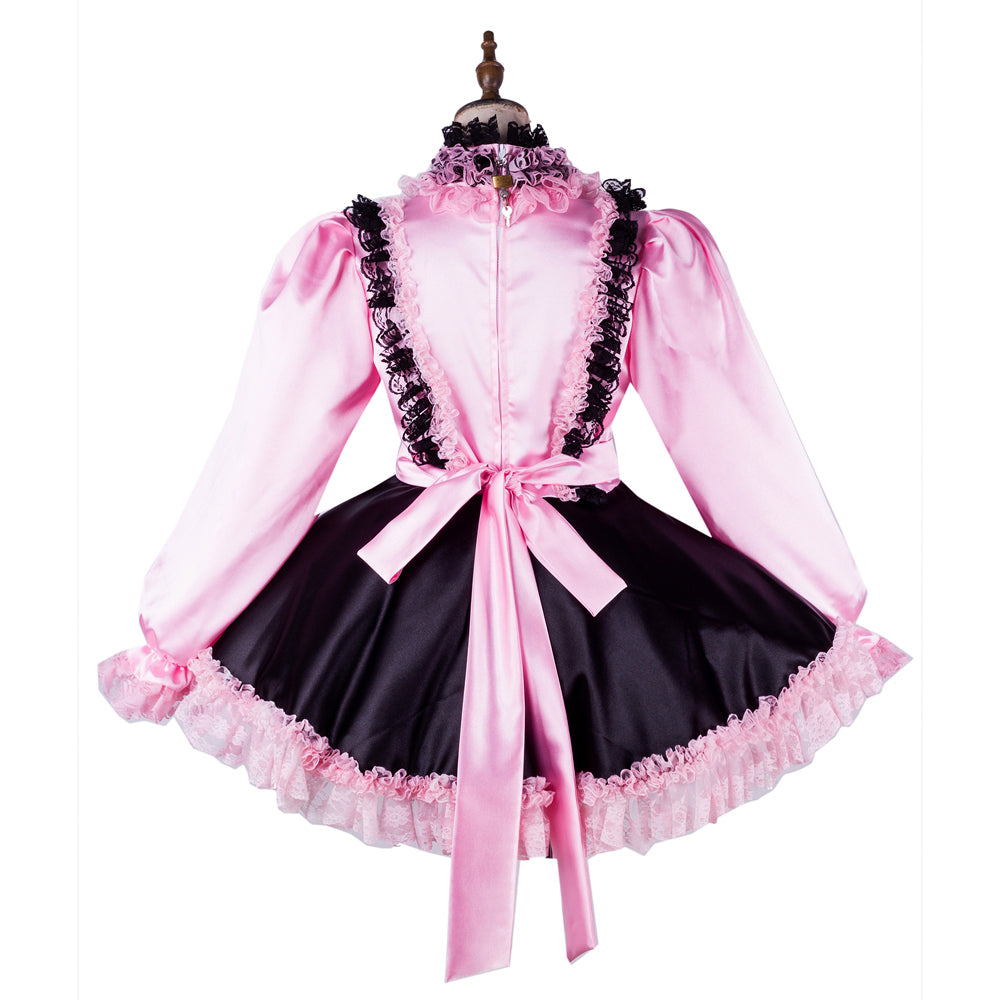 pink satin dress G2011