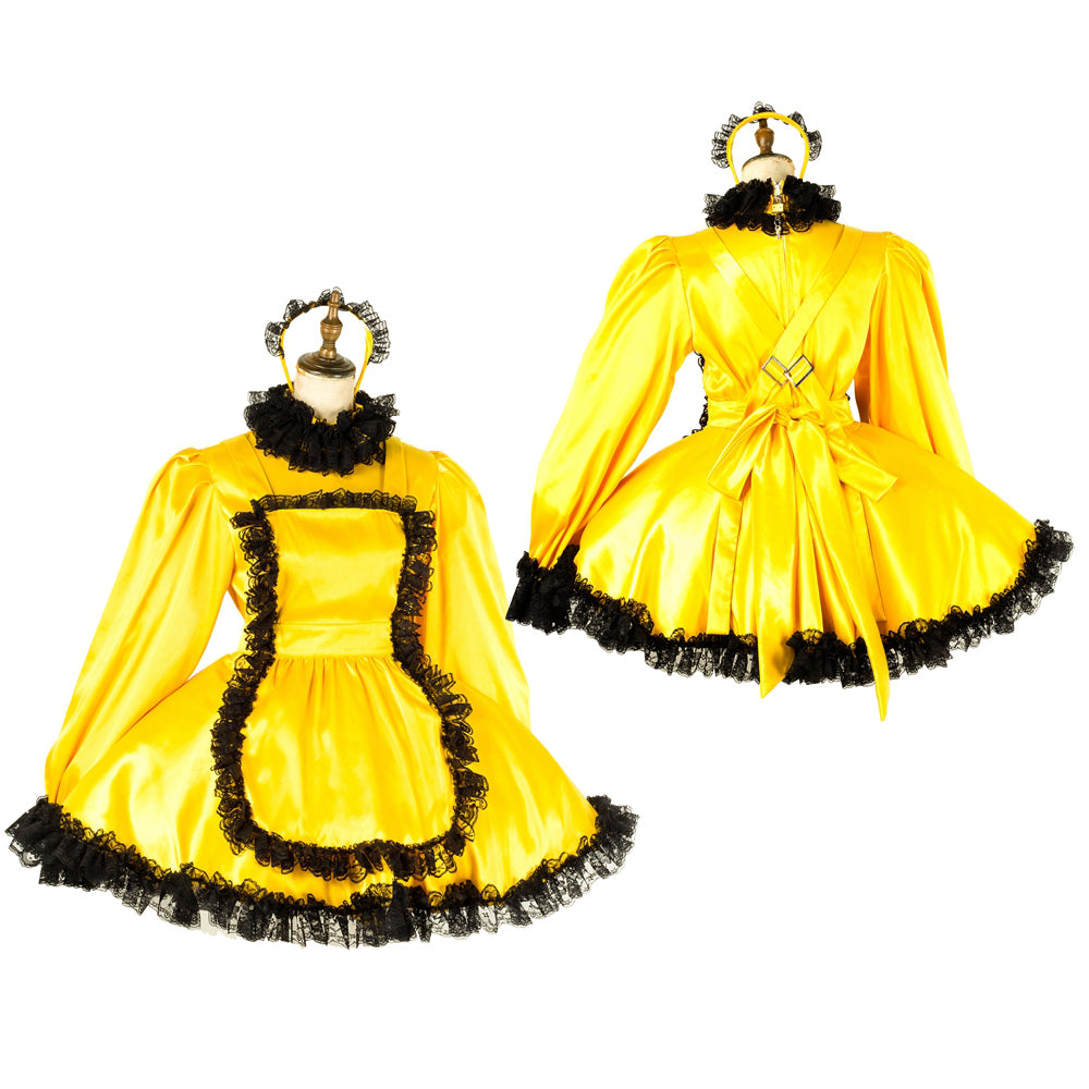 yellow satin dress G2012
