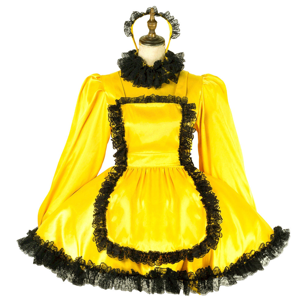 yellow satin dress G2012