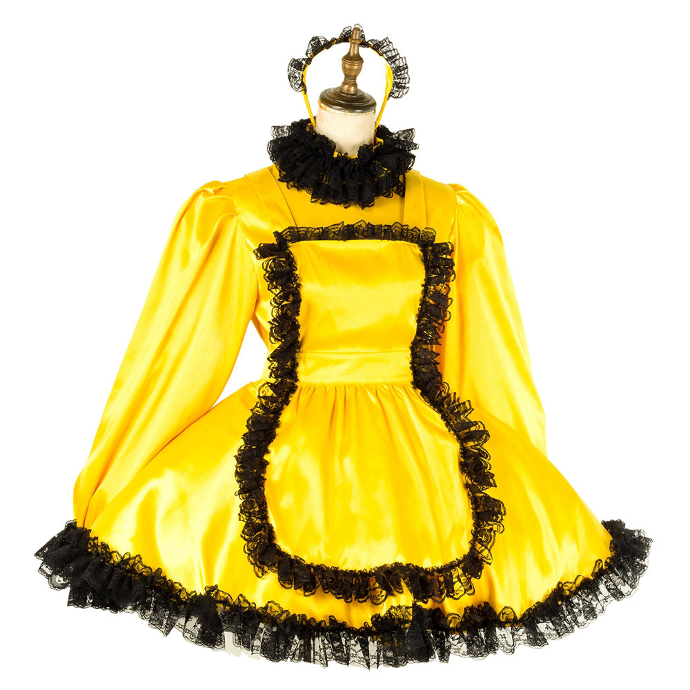 yellow satin dress G2012