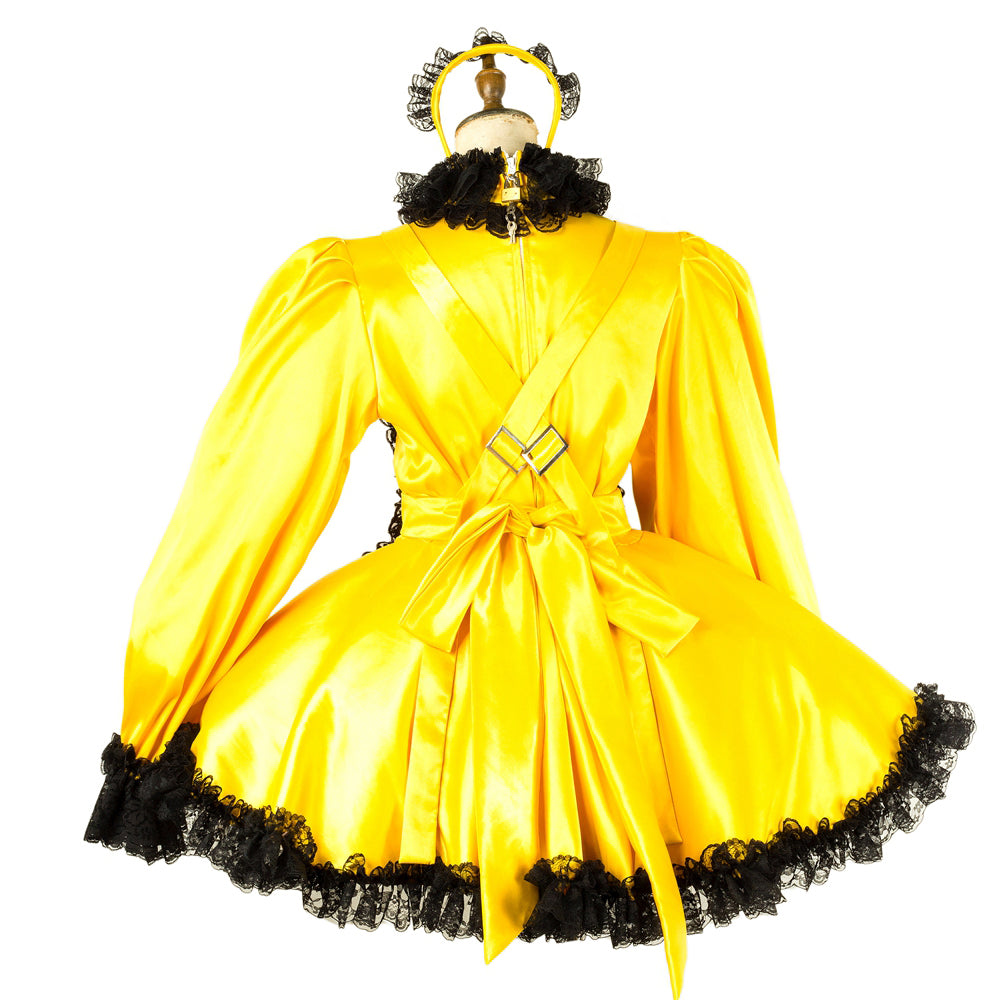 yellow satin dress G2012