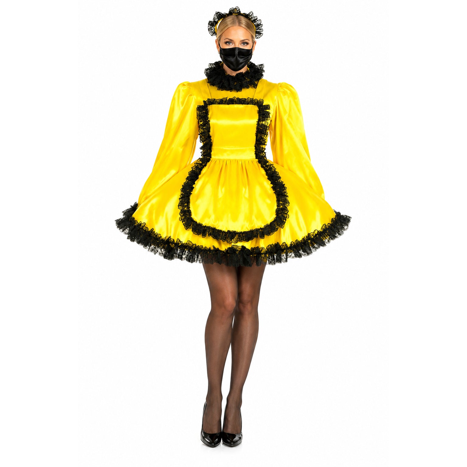yellow satin dress G2012