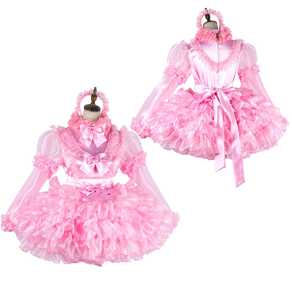 pink satin organza dress G2014