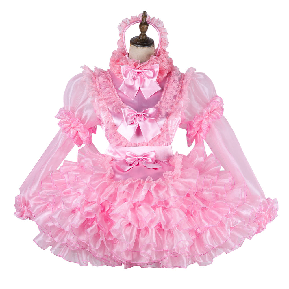 pink satin organza dress G2014