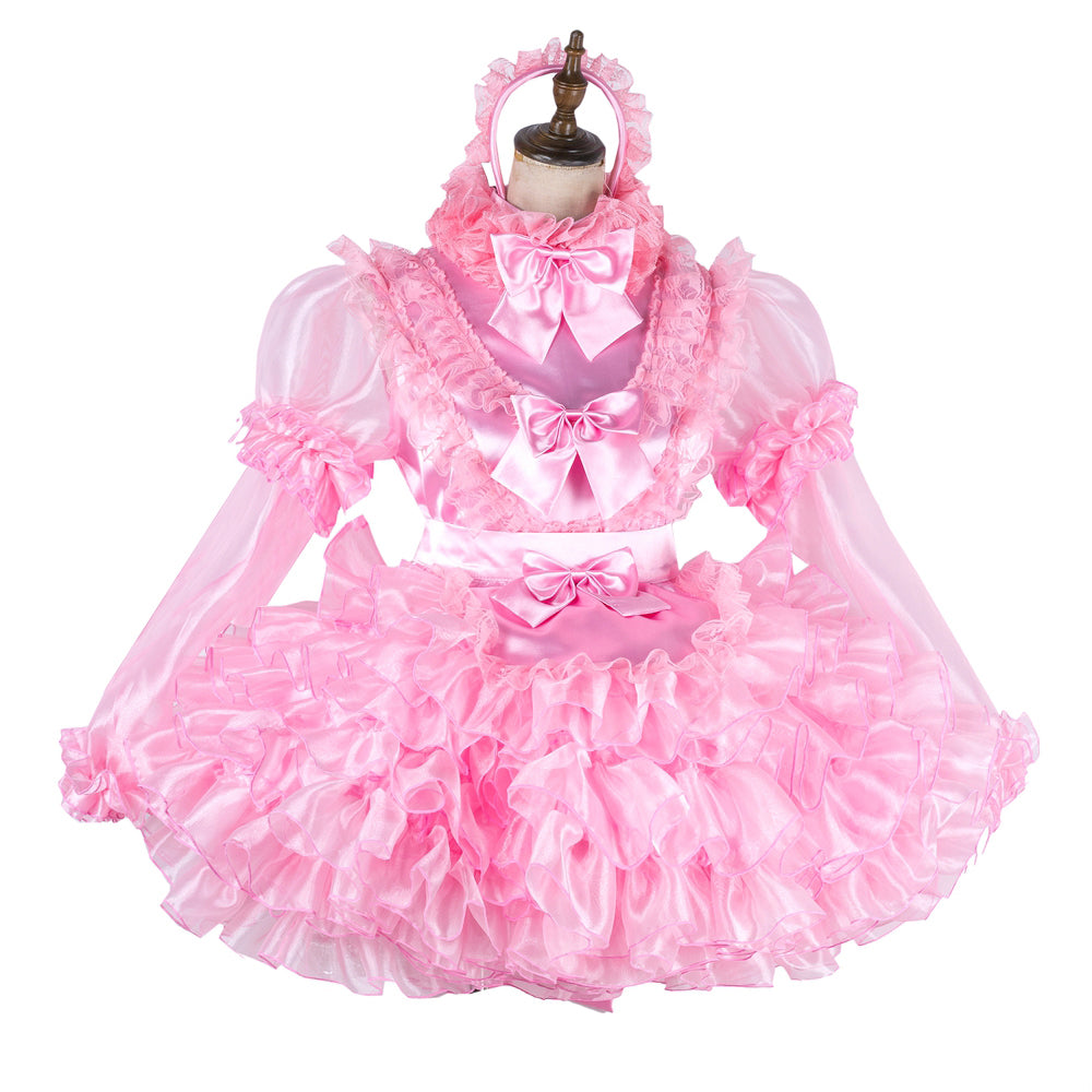 pink satin organza dress G2014