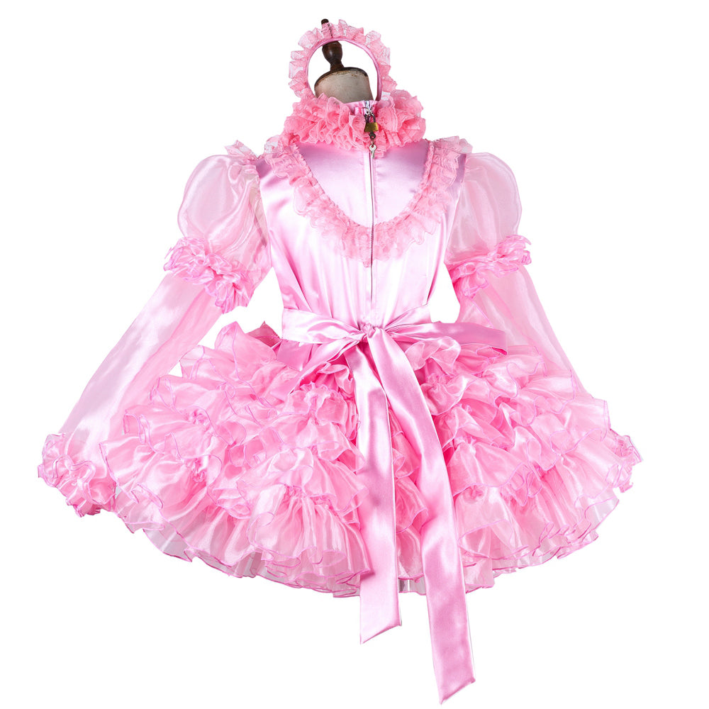 pink satin organza dress G2014