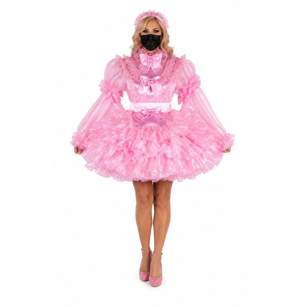 pink satin organza dress G2014