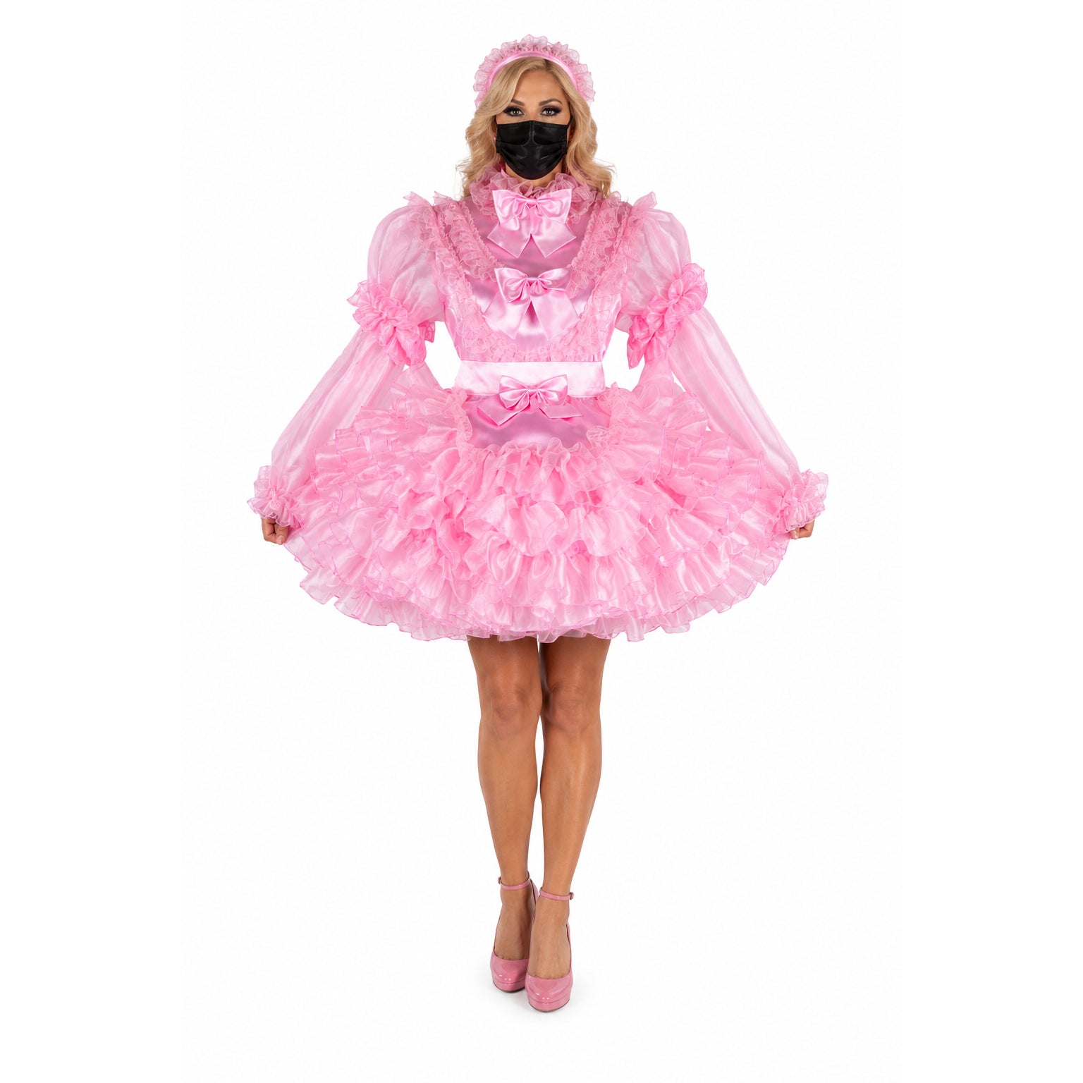 pink satin organza dress G2014