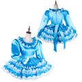 blue satin dress G2016
