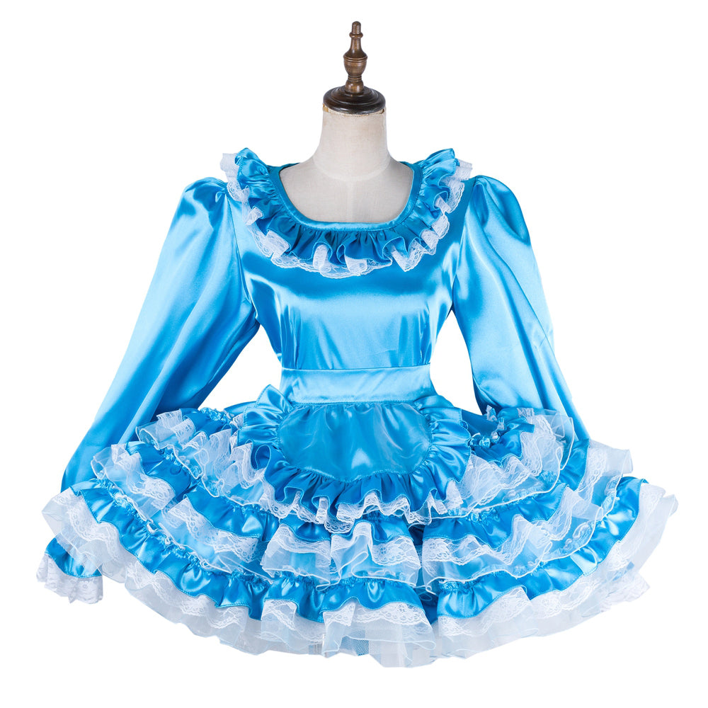 blue satin dress G2016