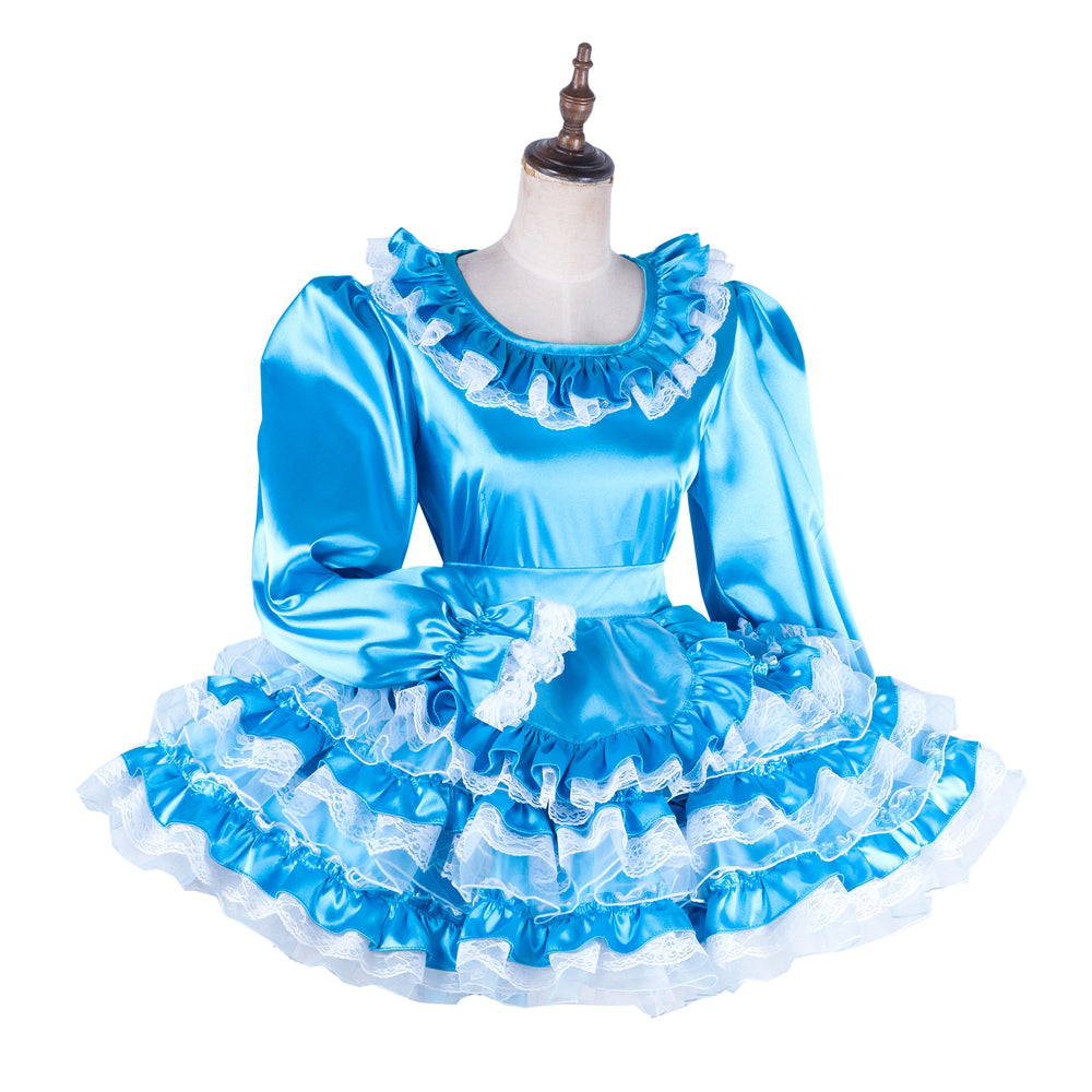 blue satin dress G2016