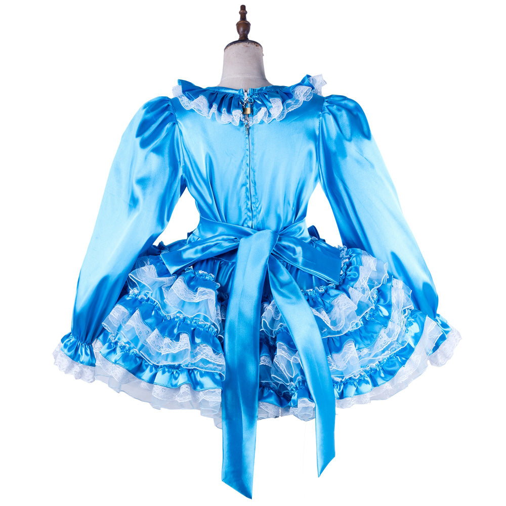 blue satin dress G2016