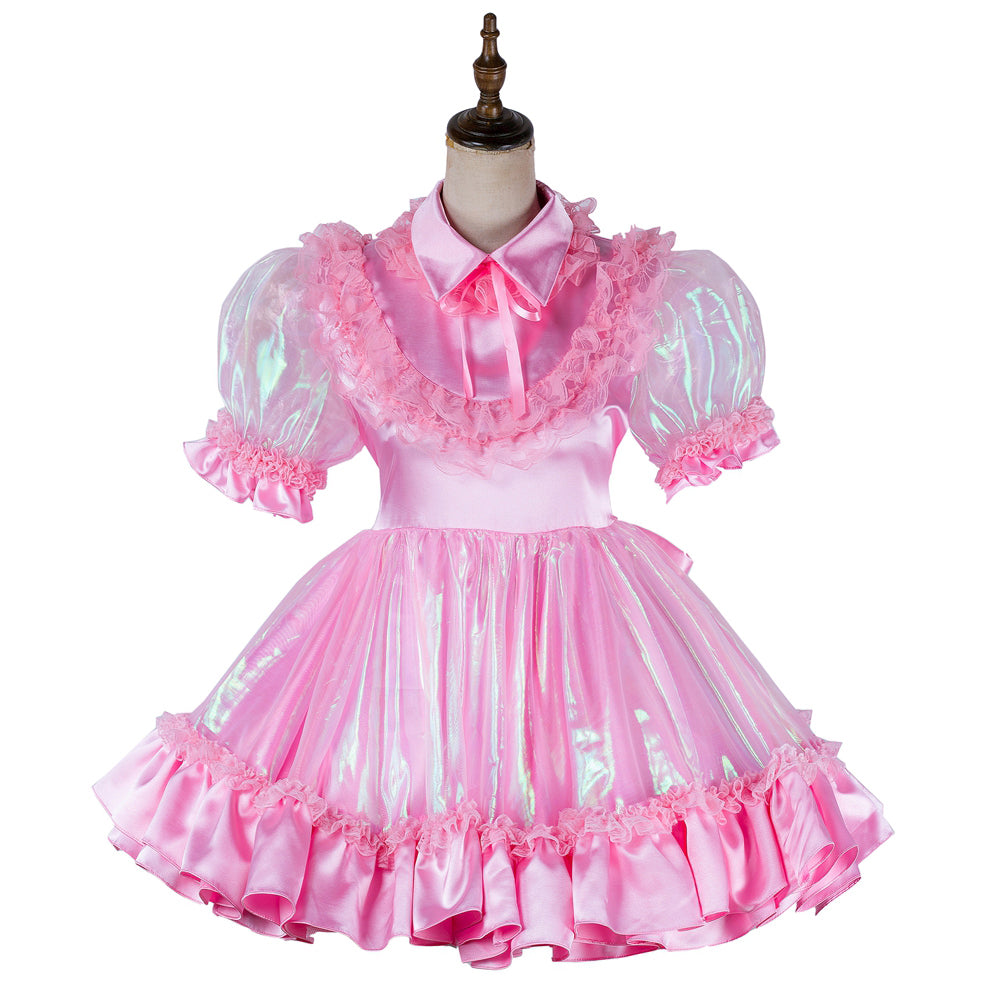 pink organza satin dress G2018