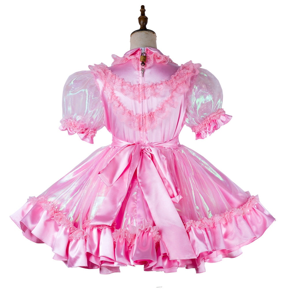 pink organza satin dress G2018
