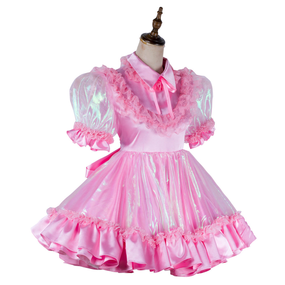 pink organza satin dress G2018