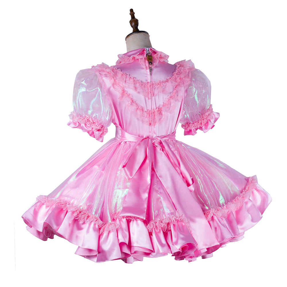 pink organza satin dress G2018