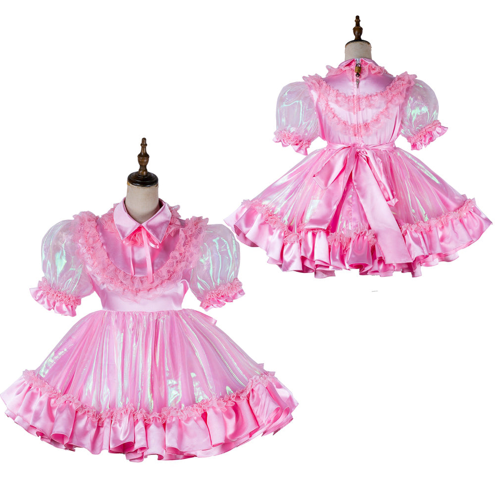 pink organza satin dress G2019