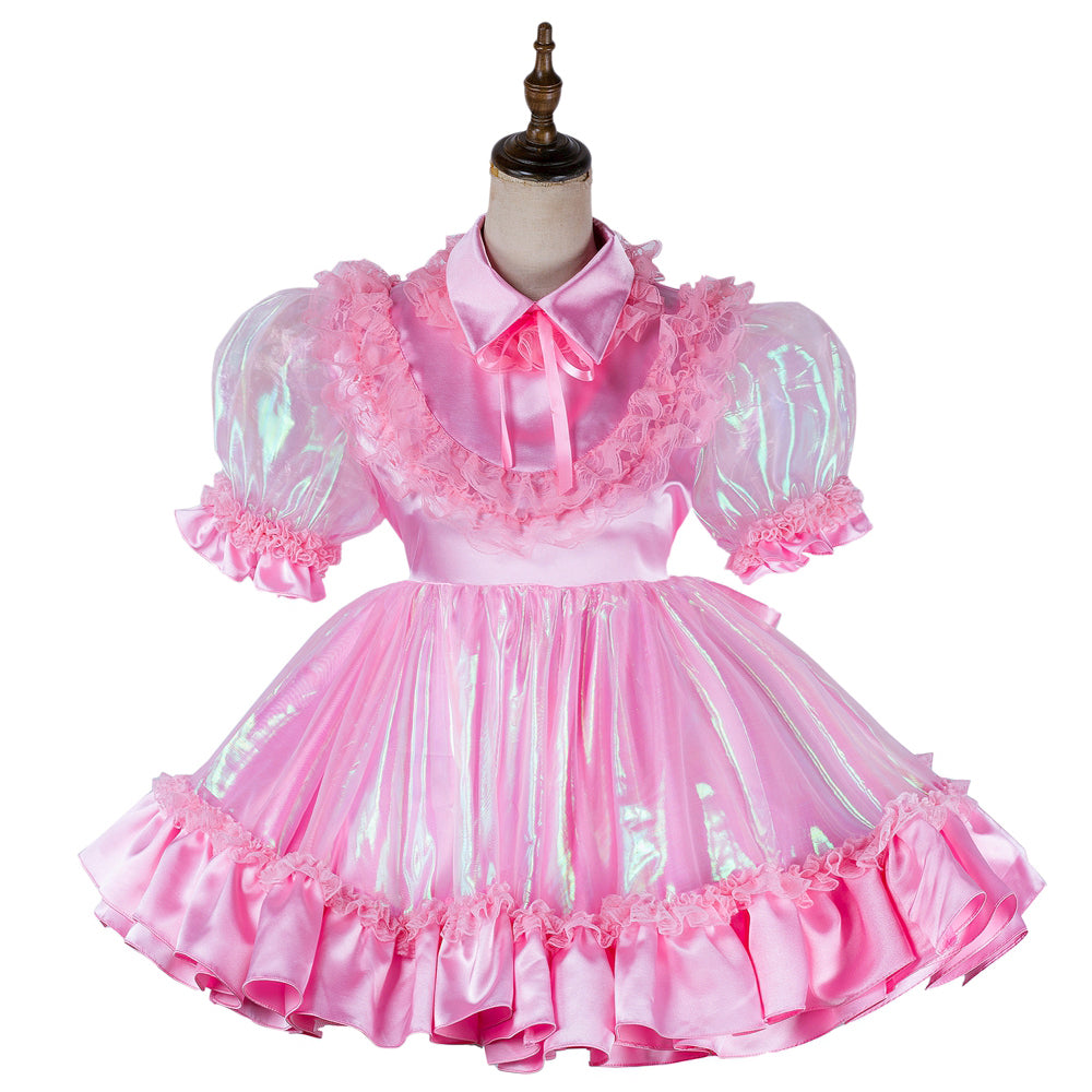 pink organza satin dress G2019