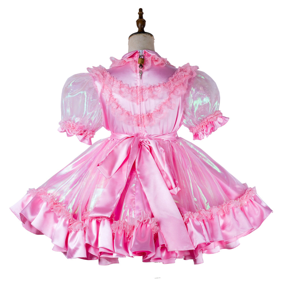pink organza satin dress G2019