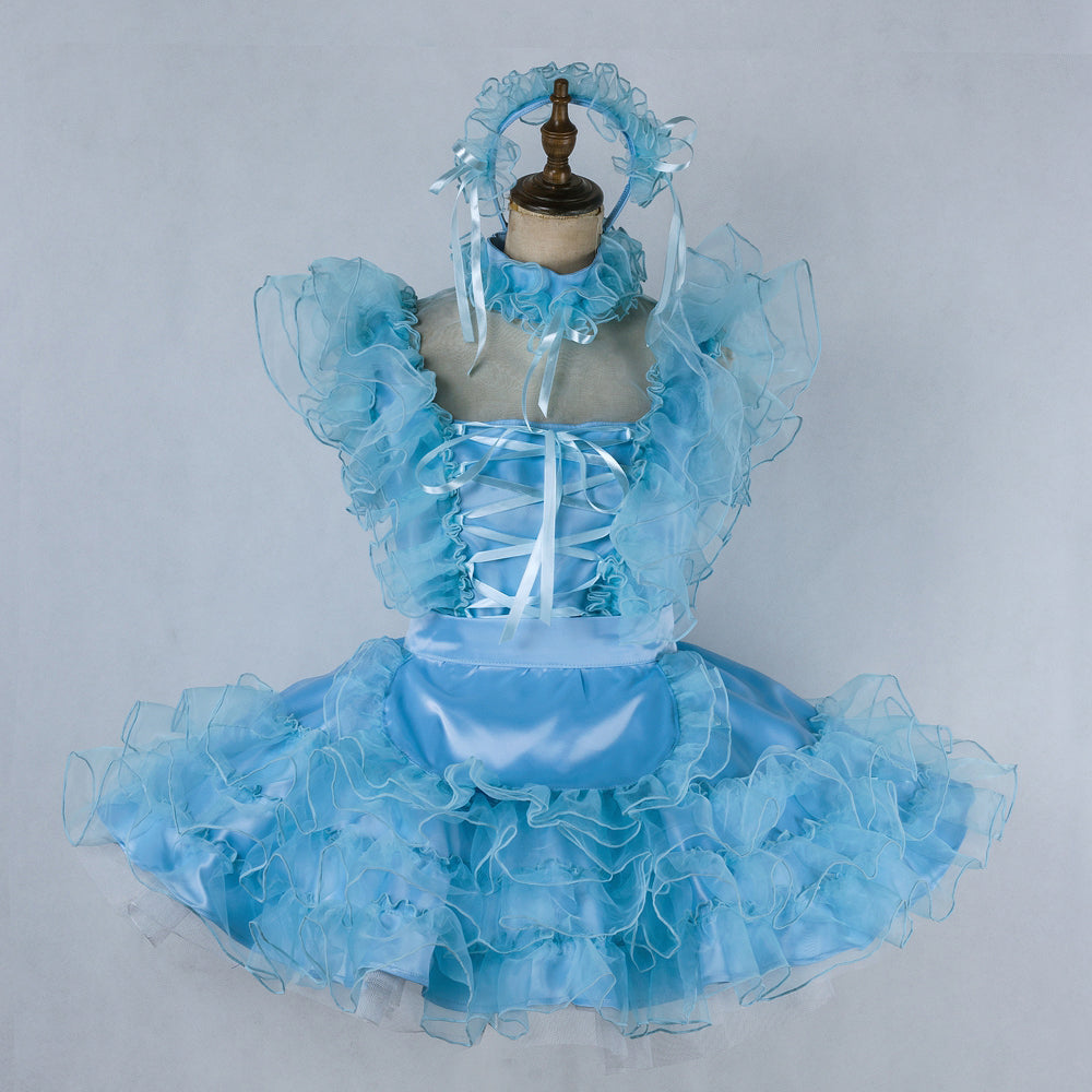 baby blue satin dress G2021