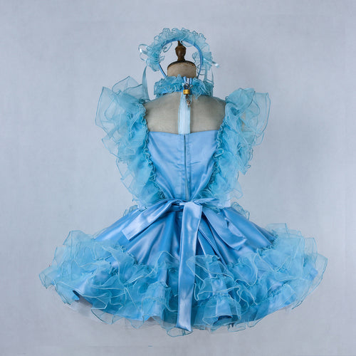 robe en satin bleu layette G2021