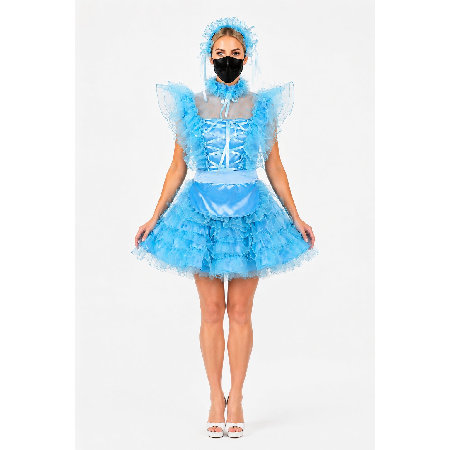 baby blue satin dress G2021