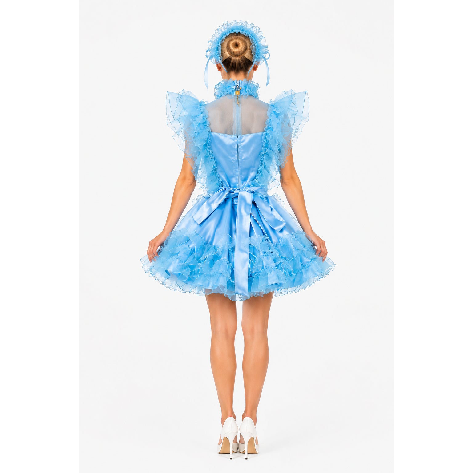 baby blue satin dress G2021