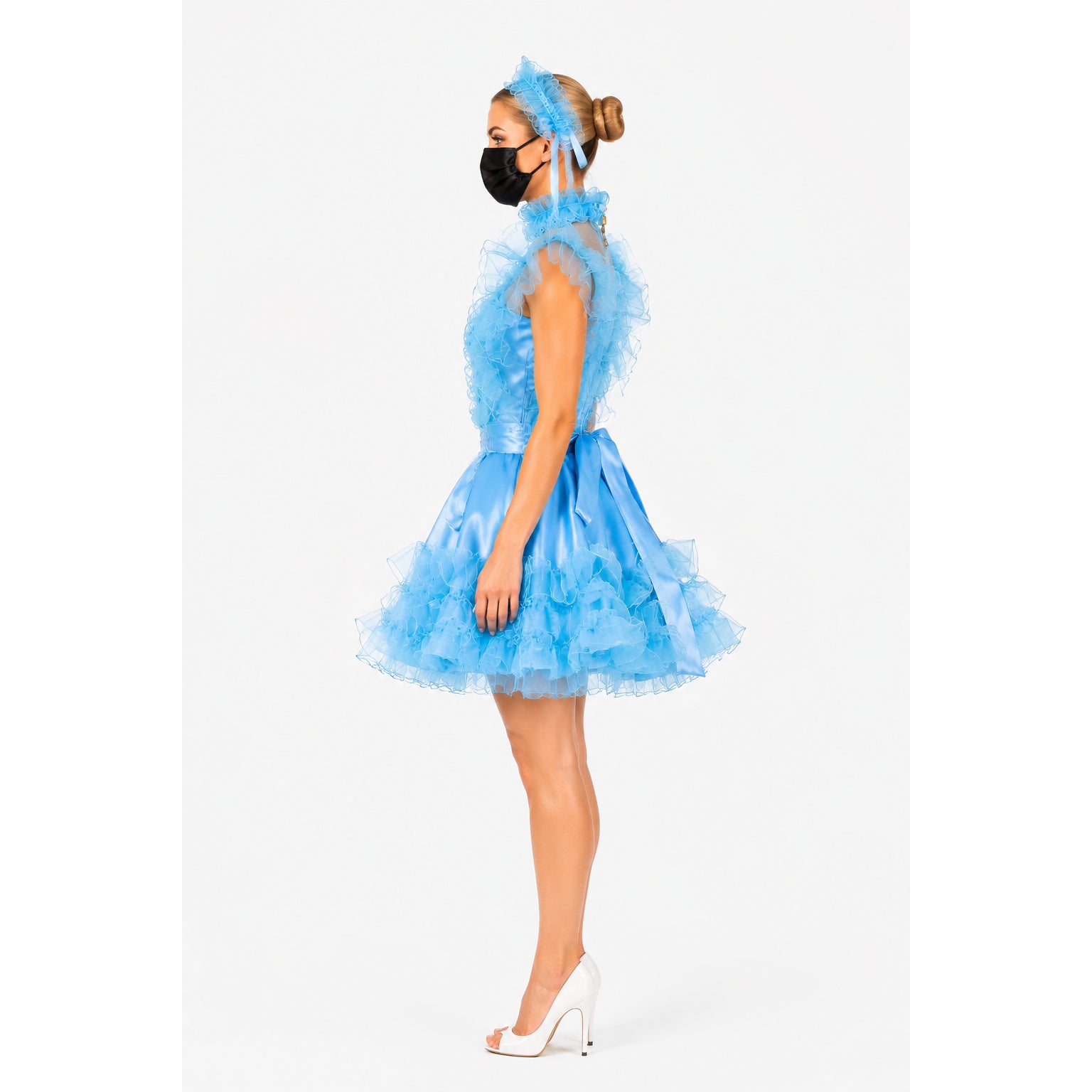 baby blue satin dress G2021