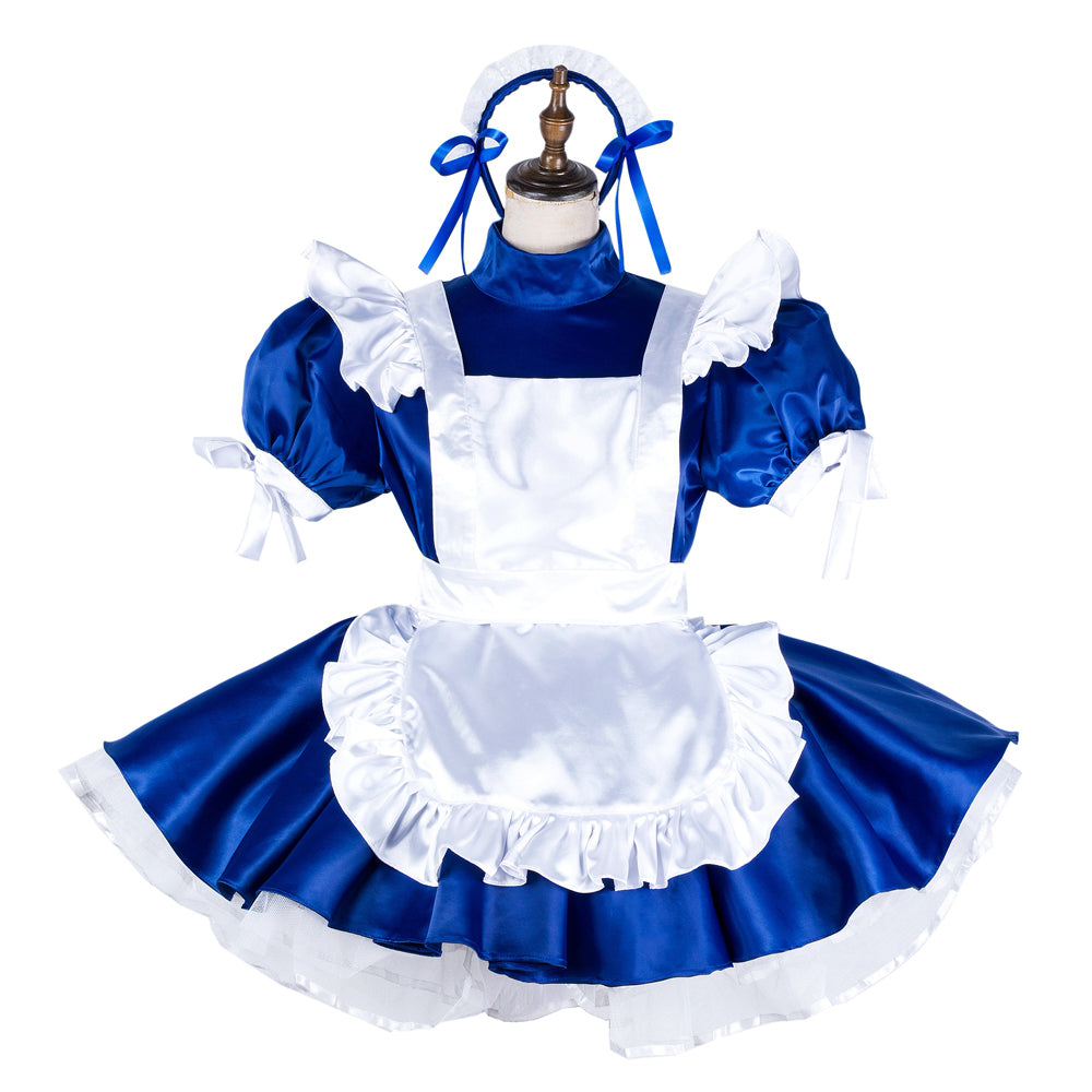 blue satin dress G2032