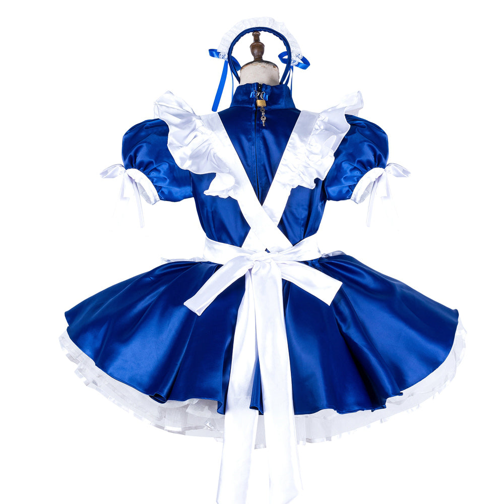 blue satin dress G2032