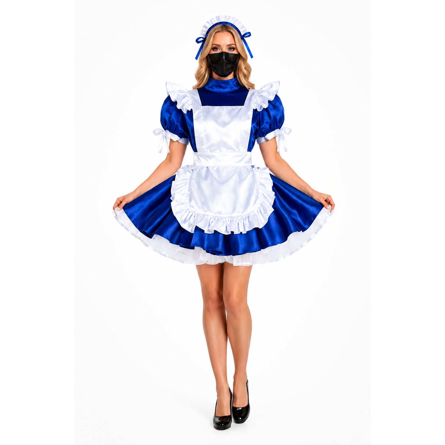 blue satin dress G2032
